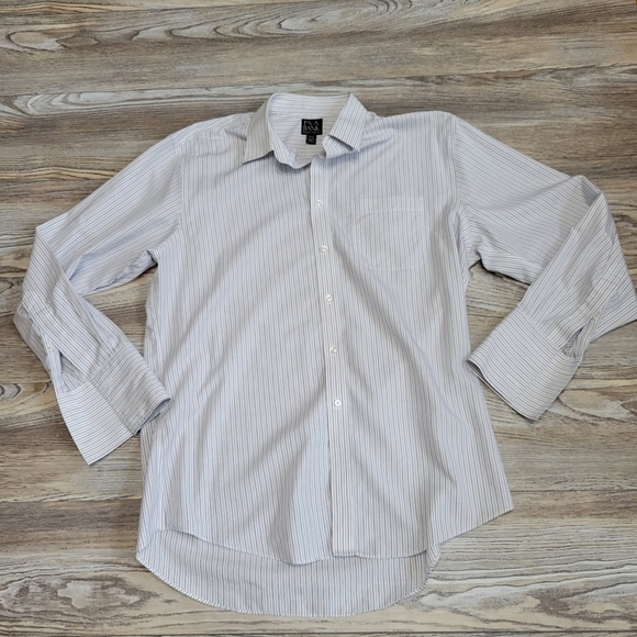 Jos A Bank dress shirt Men's Size 17 purple And Black Striped - Picture 6 of 6